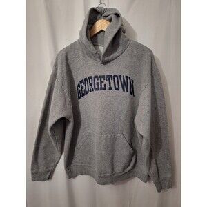 Georgetown University Hoodie Sz Large Gray Spell Out College Sports School Y2K